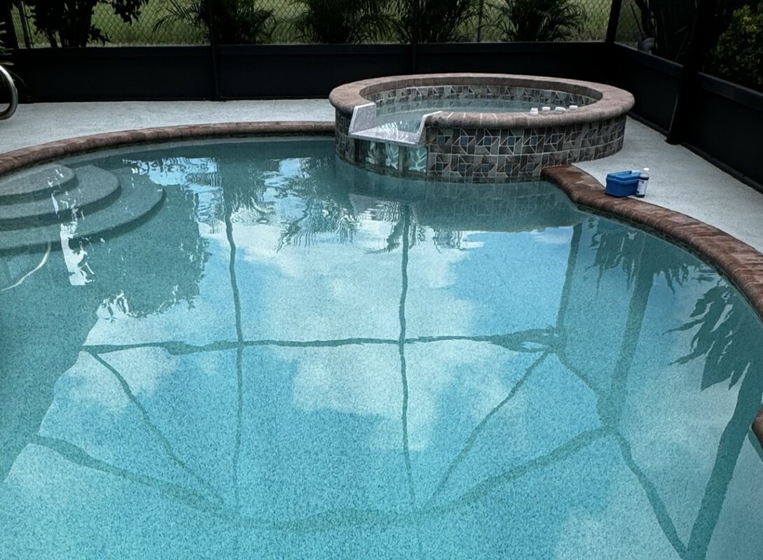Pool surface after iron stain removal in Rotonda West